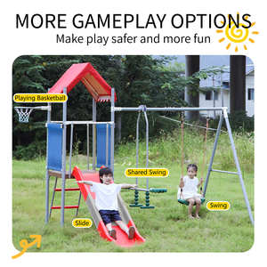Juego <span class=keywords><strong>de</strong></span> Columpios y Tobogán <span class=keywords><strong>de</strong></span> Plástico para Niños Pequeños para Jardín Exterior <span class=keywords><strong>con</strong></span> <span class=keywords><strong>Aro</strong></span> <span class=keywords><strong>de</strong></span> Baloncesto <span class=keywords><strong>de</strong></span> Metal y Accesorios <span class=keywords><strong>de</strong></span> Aleación - Product Image 3