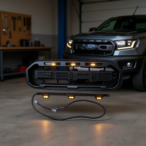 Kit de calandre style Ford Ranger Raptor avec feux LED, installation facile, matériau ABS, 2019-2020, accessoire électronique auto - Product Image 2