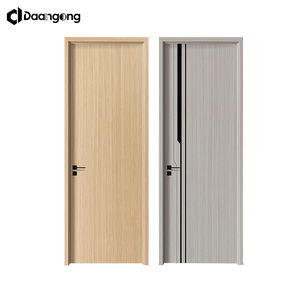 Porte en bois à panneau plat simple et moderne pour une décoration minimaliste, surface apprêtée prête à la peinture, panneau MDF - Product Image 3