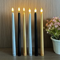Bougie LED sans flamme en plastique avec pointe en forme de balle, couleur or, argent, noir, pour Halloween, Noël, banquets, restaurants, vente en gros
