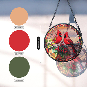 Metal Chain Christmas Ornaments for <b>Tree</b> Decorations Glass Suncatcher for Window with Northern Cardinal - Product Image 3