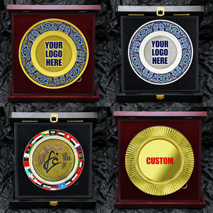 Targa personalizzata medaglia commemorativa premio in bianco oro argento rame Business piatto Souvenir in legno targa premio con scatola - Product Image 2