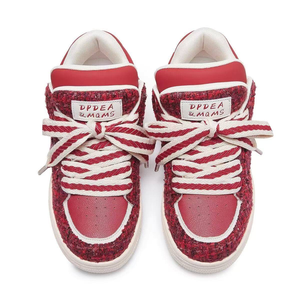 Baskets Chunky Personnalisées pour Hommes à Lacets, Chaussures Décontractées à Plateforme, Doublure en Maille Rouge Respirante et Antidérapante - Product Image 3