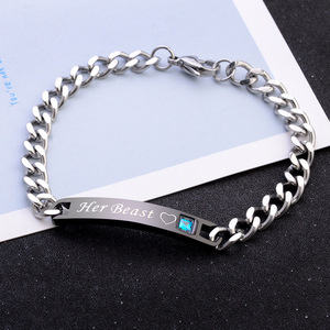 Offre Spéciale Accessoires Couple Bracelet Diamant Noir Géométrique Main Alliage Plaqué Or Bijoux WISH's Charm Couple Bracelet - Product Image 4