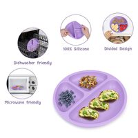 Assiette à compartiments en silicone de qualité alimentaire, sans BPA, non toxique, pour tout-petits, avec ventouse, écologique, compatible lave-vaisselle, 5 pièces - Vente chaude