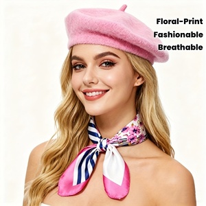 <span class=keywords><strong>Ensemble</strong></span> chapeau <span class=keywords><strong>béret</strong></span> et <span class=keywords><strong>écharpe</strong></span> en mousseline de soie de style coréen pour femmes, chapeaux seau à large bord avec imprimé floral, <span class=keywords><strong>écharpe</strong></span> carrée avec nœud papillon, couvre-chef - Product Image 2