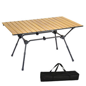 Custom Outdoor Lightweight Wood Grain Aluminum Roll up Foldable Camping Picnic <b>Table</b> With Carry Bag - Product Image 1