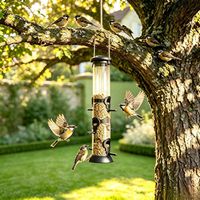 Mangeoire à oiseaux sauvages suspendue transparente avec plusieurs ports d'alimentation, disponible en 3 tailles, pour l'extérieur