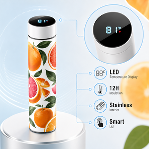 Vaso Térmico de Acero Inoxidable Personalizable con Diseño de Frutas y Pantalla de Temperatura, Termo de Viaje 52 ° Tapa Digital C - Product Image 5