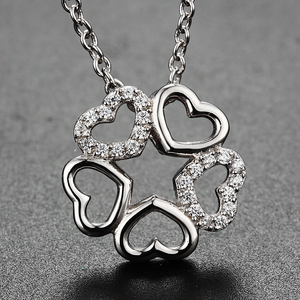 Bijoux personnalisés, conception unique, collier à breloques rondes en argent sterling 925 avec fines <span class=keywords><strong>fives</strong></span>, pendentif cœur creux en cz micro pavé - Product Image 4