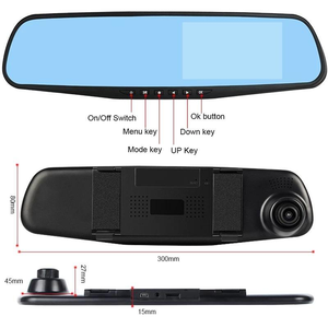 4.3 inch 1080P Full HD IPS màn hình ống kính kép Xe <span class=keywords><strong>DVR</strong></span> gương Dash Cam phía trước và phía sau gương ghi video ống kính kép Dash Cam - Product Image 3