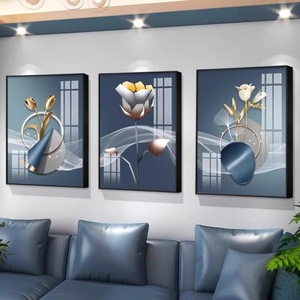 Cadre en alliage d'aluminium <span class=keywords><strong>Art</strong></span> mural en porcelaine de cristal <span class=keywords><strong>moderne</strong></span> de luxe Peintures imprimées à suspendre en <span class=keywords><strong>galerie</strong></span> pour la décoration de salon - Product Image 3