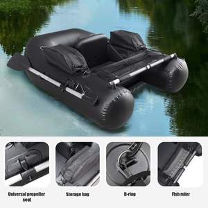 Bateau gonflable en PVC avec plancher en aluminium pour une personne pêche rameur règle sangles réglable Logo certifié radeau poisson - Product Image 3