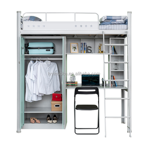 Multifunktionales Kombiniertes Studenten-Wohnheimbett, Hochbett mit Mittelleiter und Schreibtisch-Schrank für College-Hostels - Product Image 1