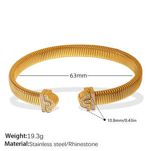 Pulsera <span class=keywords><strong>de</strong></span> Zirconia Elástica con Textura <span class=keywords><strong>de</strong></span> Garganta <span class=keywords><strong>de</strong></span> Ganso YF8116 para Mujer, Chapada en Oro <span class=keywords><strong>de</strong></span> 18K, Acero Inoxidable Impermeable - Product Image 6