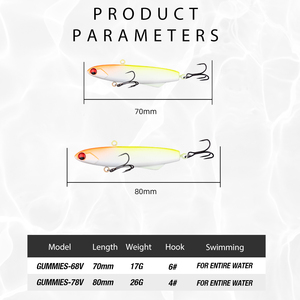 Honoreal Señuelo de Pesca de Silicona con Vibración de Largo Alcance 70mm 17g, Suave para <span class=keywords><strong>Lucio</strong></span>, Salmón, Lubina y Blackbass, Hecho en China - Product Image 4