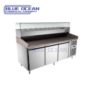 ブルーオーシャン卸売ピザテーブル冷凍庫ステンレス鋼<span class=keywords><strong>3</strong></span>ドアデジタル制御アンダーカウンターマルチクライメート冷蔵庫 - Product Image 1