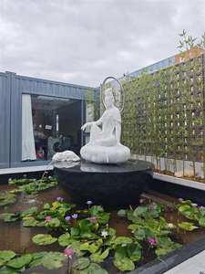 विशाल आउटडोर उद्यान सफेद संगमरमर की पत्थर ध्यान देने वाली बुद्ध प्रतिमा जल का फव्वारा आउटडोर - Product Image 4