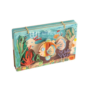 Puzzle 3D en <span class=keywords><strong>bois</strong></span> Wincent, boîte à ombre océanique découpée au laser, scène sous-marine avec poissons et coraux, kit de modélisme DIY, jouet STEM - Product Image 3