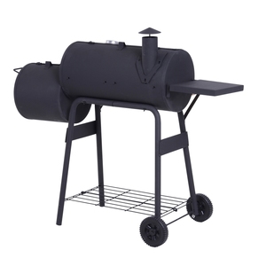 カマドグリル屋外オフセット炭バーベキューピットバーベキュー喫煙者在庫あり - Product Image 1