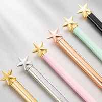 Stylo bille en métal en forme d'étoile, action rotative, logo personnalisé, encre noire et bleue 1,0 mm, vente en gros promotionnelle