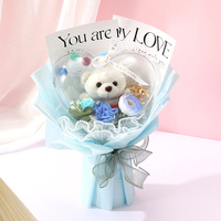Nouveau design en forme de cœur boîte à roses pour la Saint-Valentin Bouquet transparent Boule Bobo Boule étanche acrylique ours en peluche poupée Bouquet de savon