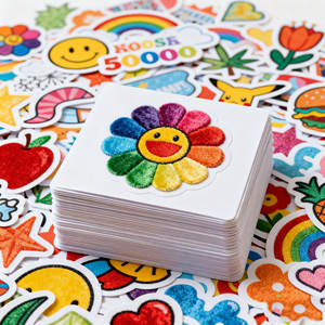 Moq bajo logotipo personalizado pegatina impresión beso corte pegatina impermeable vinilo adhesivo dibujos animados troquelado pegatina - Product Image 3