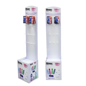 Customized Cardboard Rotating Display Stand 4-Sided Corrugated Paper Hanging Displays For Cosmetic Lipstick Promotions
