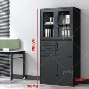 Armoire de classement métallique 1850 mm H avec portes vitrées verrouillables, mobilier de rangement de bureau, utilisation à domicile ou au bureau - Product Image 3