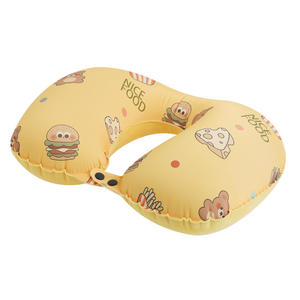 Oreiller de voyage gonflable imprimé en forme de U avec motif de dessin animé, en polyester, support de cou portable pour usage général - Product Image 1