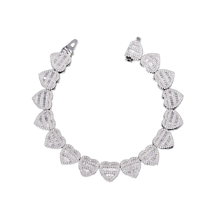 Testeur de diamants XG Pass, bracelet en moissanite, plaqué or argent 925, chaîne cubaine VVS, pierres baguettes, unisexe, certifié par une tierce partie - Product Image 1