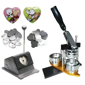 Hình trái tim nút Maker Kit huy hiệu Máy Làm + giấy Cutter + 100 Bộ huy hiệu nút