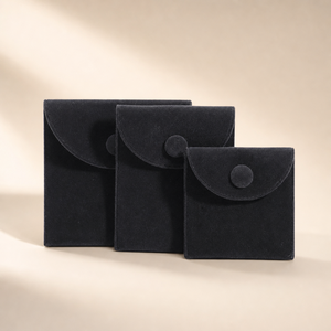 Matte Black Microfiber Pouch Bag with Snap Button Luxury <strong>Jewellery</strong> Packaging for <strong>Etsy</strong> Seller Small MOQ DDP Case Logo - Product Image 1