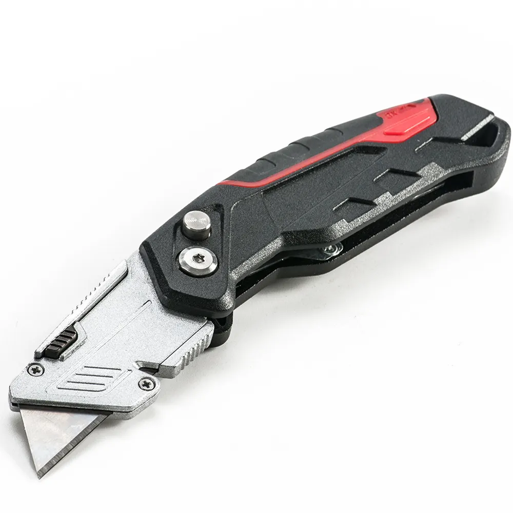 Foldable Aluminum Alloy Handle Retractable Blade Lock Back Design Box Cutter Folding Utility Knife
