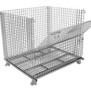 Jaula de Almacenamiento Plegable de 1200*1000*890 mm, Contenedor de Malla Metálica Plegable Sin Ruedas para Apilamiento en Almacenes Logísticos - Product Image 1