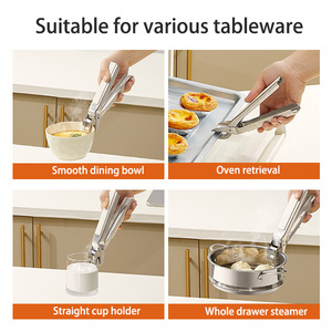 Stainless Steel Silicone Gripper Holder Tongs Moving Air Fryer Microwave Food Out Hot Dish Plate Bowls Pizza Pan <b>Clips</b> - Product Image 5