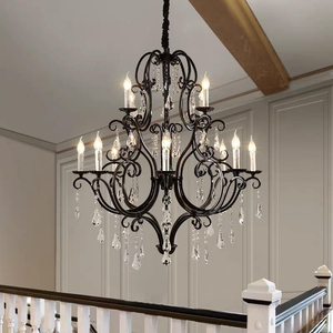 <span class=keywords><strong>Lustre</strong></span> suspendu de style vintage européen élégant, lampe à bougie pour villa, loft, escalier, cristal K9, salle à manger, salon - Product Image 3