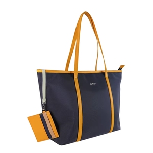 Sac fourre-tout en toile personnalisé avec fermeture éclair, deux poignées, résistant à l'eau, gris clair et beige, style minimaliste, sac de shopping - Product Image 4