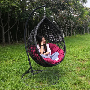<span class=keywords><strong>Silla</strong></span> <span class=keywords><strong>Colgante</strong></span> <span class=keywords><strong>Tipo</strong></span> Huevo de Mimbre y Ratán para Jardín, Patio o Terraza, con Base Metálica Resistente y Ecológica, Personalizable para Exteriores - Product Image 3
