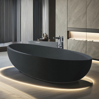Baignoire noire entière à surface durable Baignoire de salle de bains de couleur noire de style artistique de luxe autoportante de grande taille