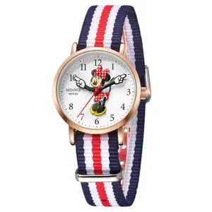 Официальная Лицензия Диснея Минни Маус Модные Детские часы 3D циферблат OEM нейлоновые модные наручные часы для детей