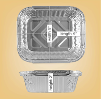 Barquette jetable en aluminium 6x5 pouces de qualité alimentaire avec couvercle, résistante au four, pour plats à emporter et cuisson, emballage alimentaire en gros