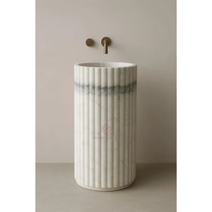 미니멀리스트 독립형 대리석 받침대 싱크 17x17x31 "수제 고급 욕실 허영심 - Product Image 3