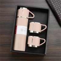 Boîte cadeau, bouteille d'eau isotherme en acier inoxydable à double paroi de 500 ml, avec deux tasses supplémentaires