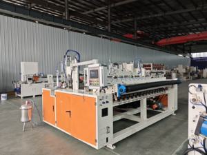 Machine à fabriquer du papier toilette <span class=keywords><strong>d</strong></span>'<span class=keywords><strong>occasion</strong></span>, ensemble complet, semi-automatique, moteur PLC, roulement, ligne de production de <span class=keywords><strong>d</strong></span>écoupe et de rembobinage du papier - Product Image 3