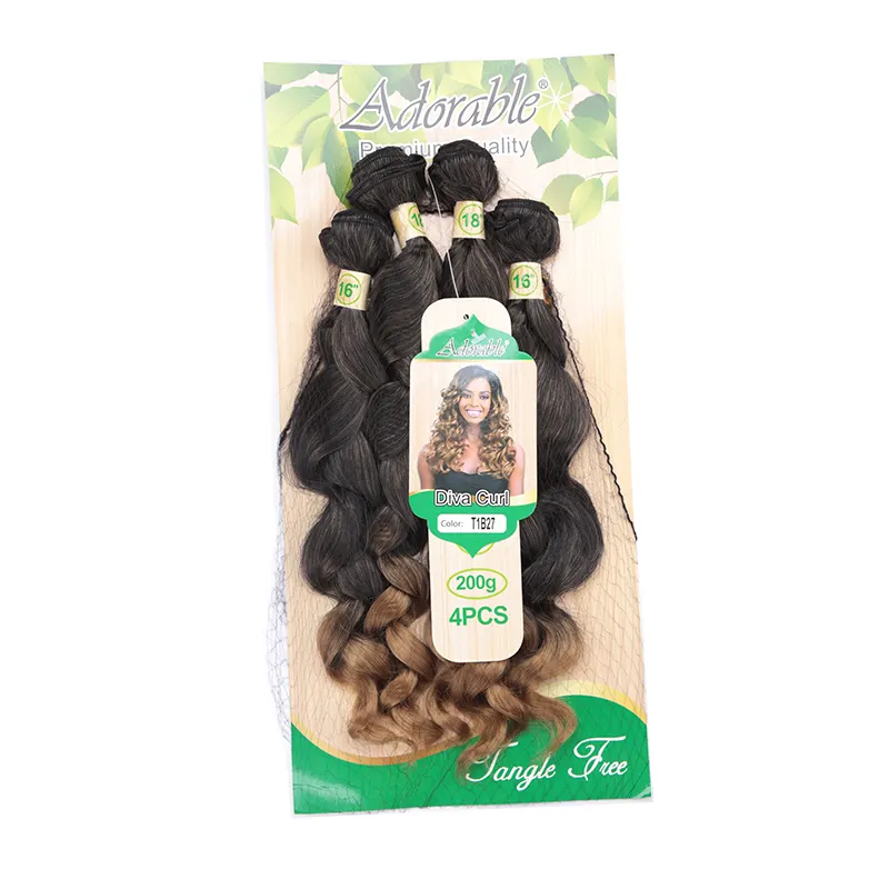 Wholesale Cheap Price Synthetic Fiber Weave Hair Wxtension 16Inch 18Inch Diva Curl Loose Wave 4Pcs Packet For Black Women