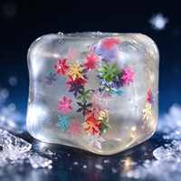 Jouet sensoriel anti-stress en forme de cube transparent, 5,5 cm, en TPR, super solide, non toxique, amusant, avec paillettes colorées