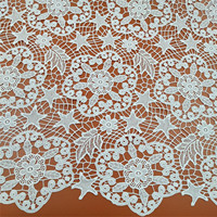 Dentelle en Soie Lactée Soluble dans l'Eau, Motif Floral Étoilé, Dentelle au Crochet pour Robe de Mariée, Chemin de Table et Décoration