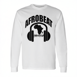 Camiseta de Manga Larga Afrobeat con Diseño de Auriculares Africanos, Temática Musical - Product Image 2