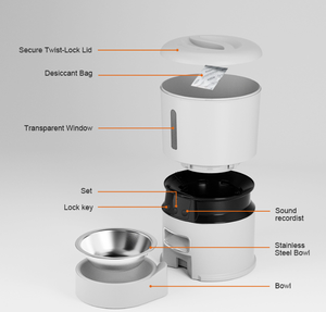 Gaby 4LSmart - Dispensador Automático de Comida para Mascotas, Temporizador, Acero Inoxidable, Plástico, Recargable, Portátil, Diseño Triangular, para Perros y Gatos, con Pantalla LCD - Product Image 4